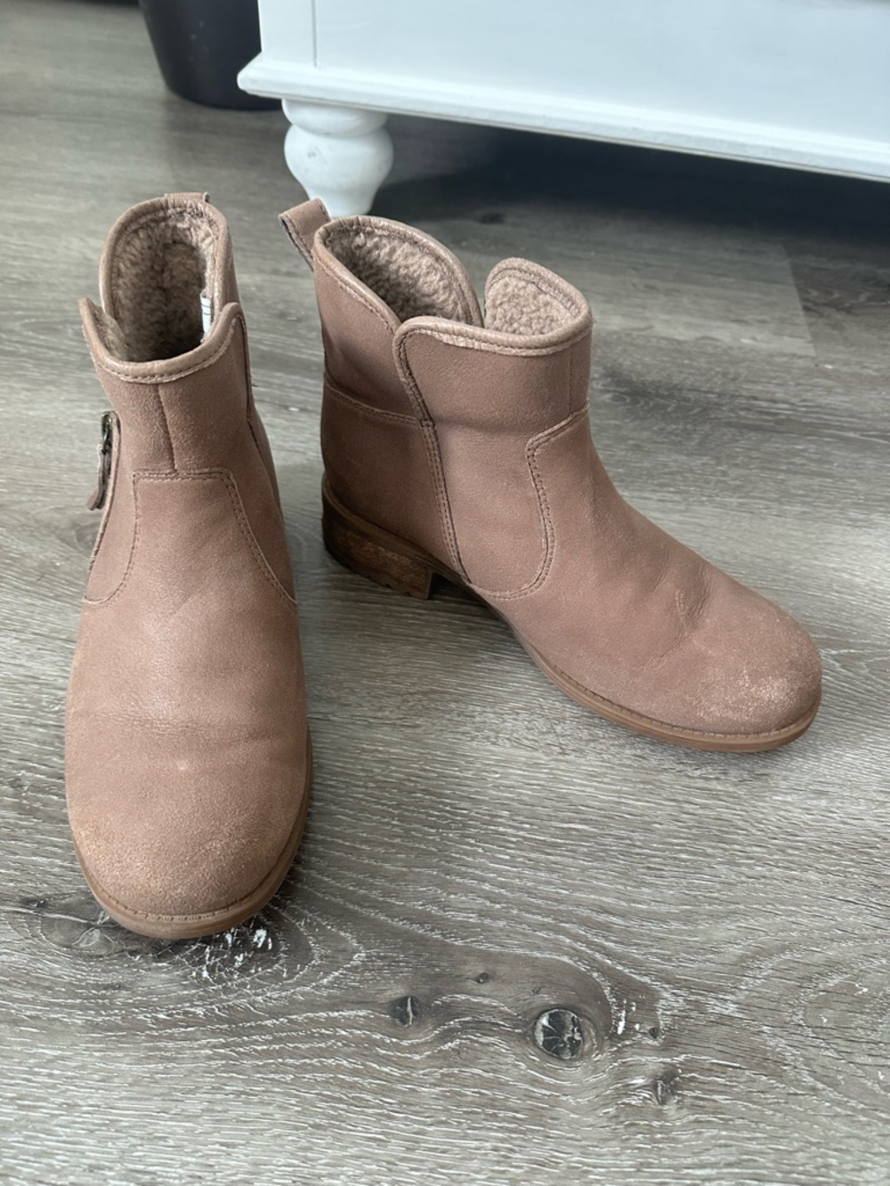 UGG Blush Taupe Ankle Boots with Shearling Lining